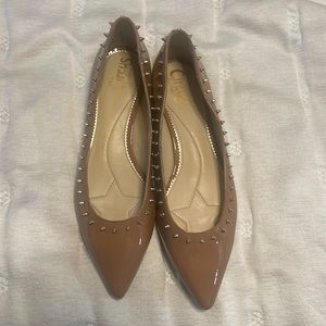 Sam Edelman Nude patent leather spiked flats